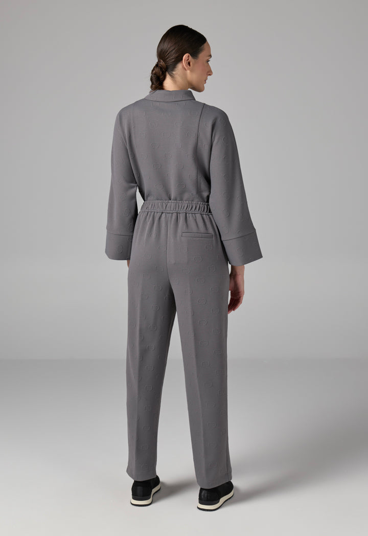 Choice Solid Monogram Drawstring Trousers Grey