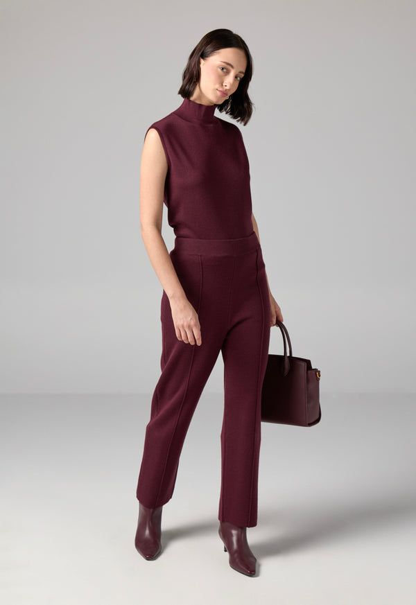 Choice Knitted Straight Fit Solid Pants Burgundy