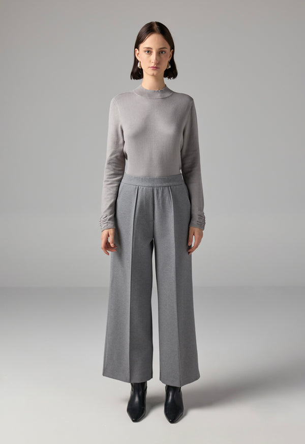 Choice Solid High Waist Trousers Grey