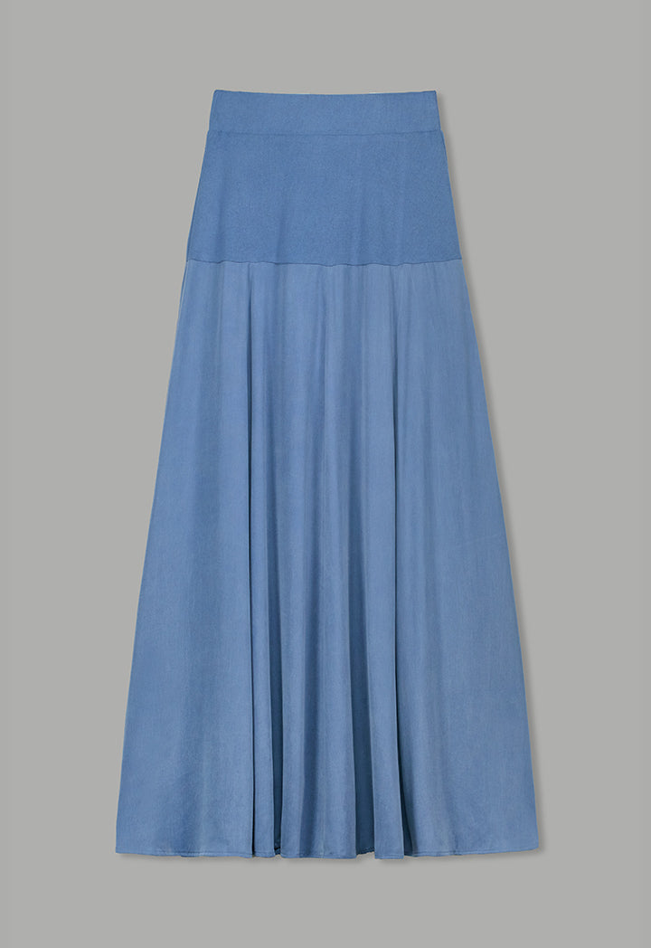 Choice Solid Flared Skirt Blue