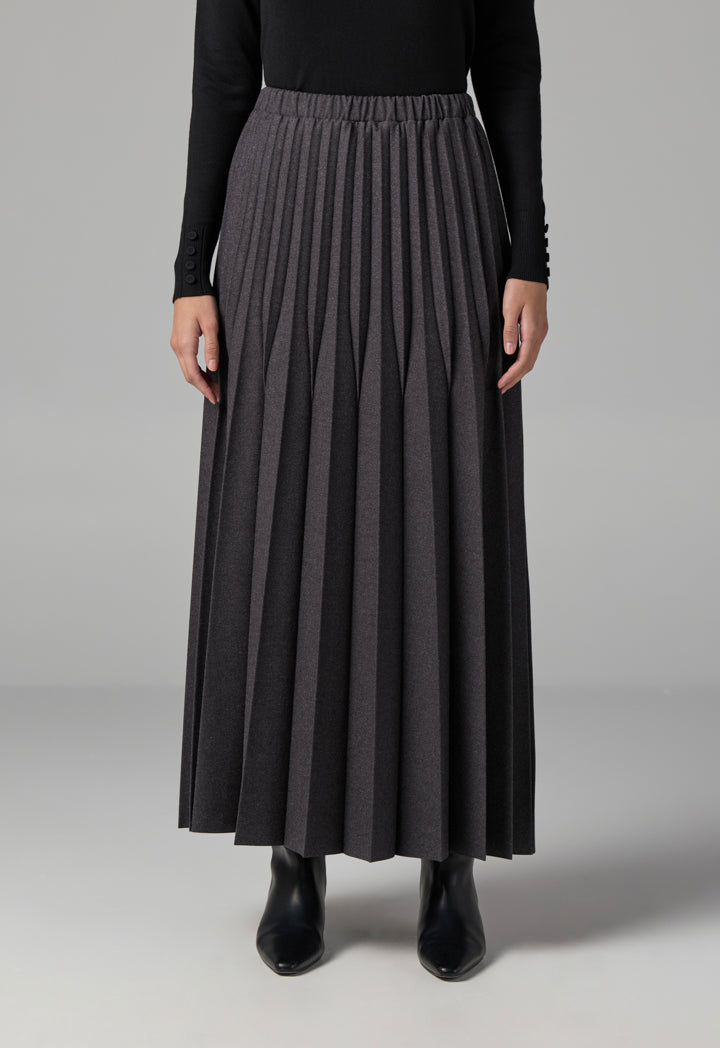 Choice All Over Pleated Solid Skirt Grey
