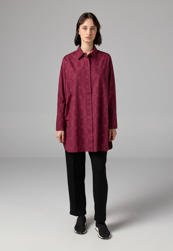 Choice Printed Monogram Long Sleeve Shirt  Burgundy