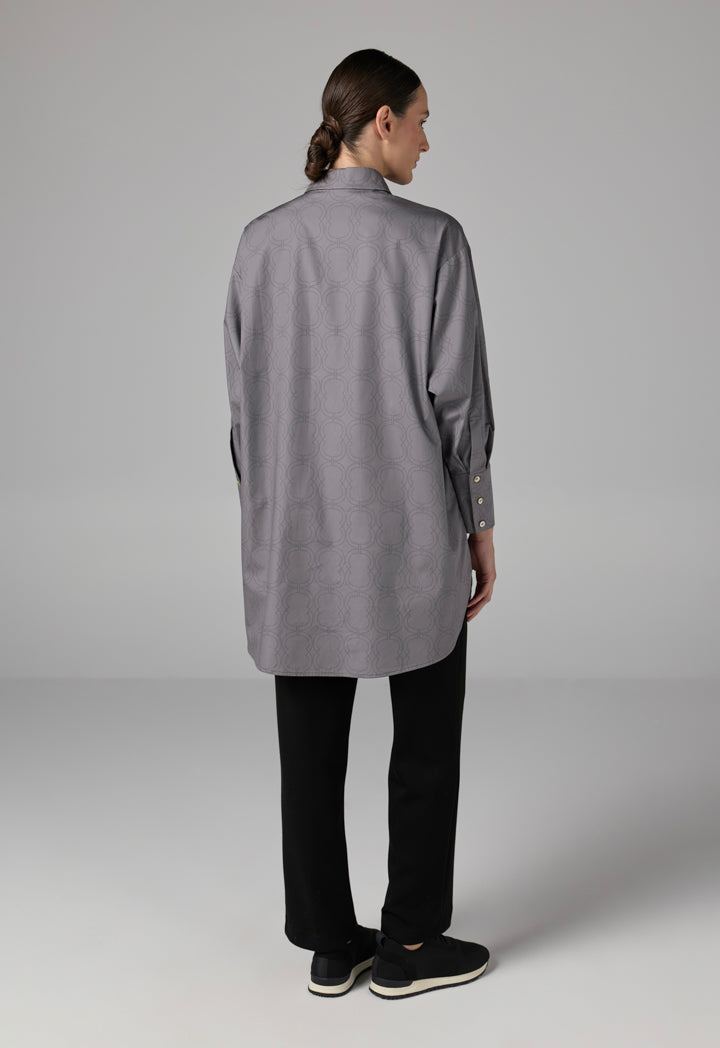 Choice Printed Monogram Long Sleeve Shirt  Grey