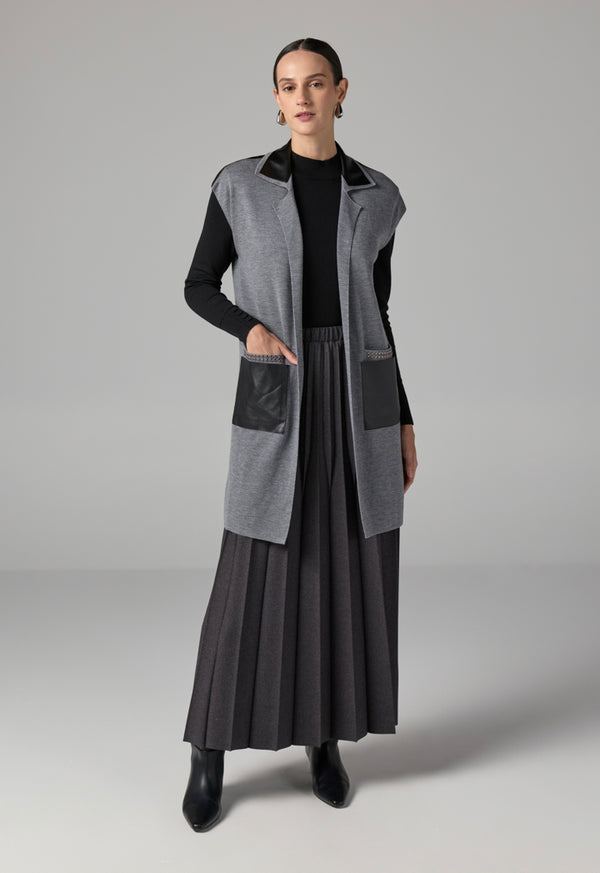 Choice  Sleeveless Knitted Sweater Vest Grey