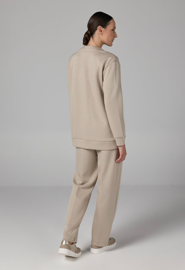 Choice Solid Long Sleeve Cardigan Beige