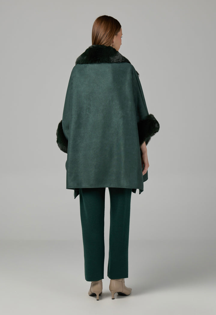 Choice Suede Winter Poncho Dark Green
