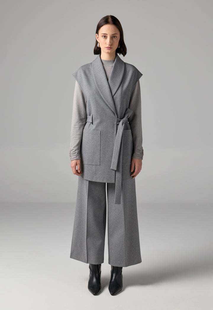 Choice Shawl Collar Front Pocket Gilet Grey