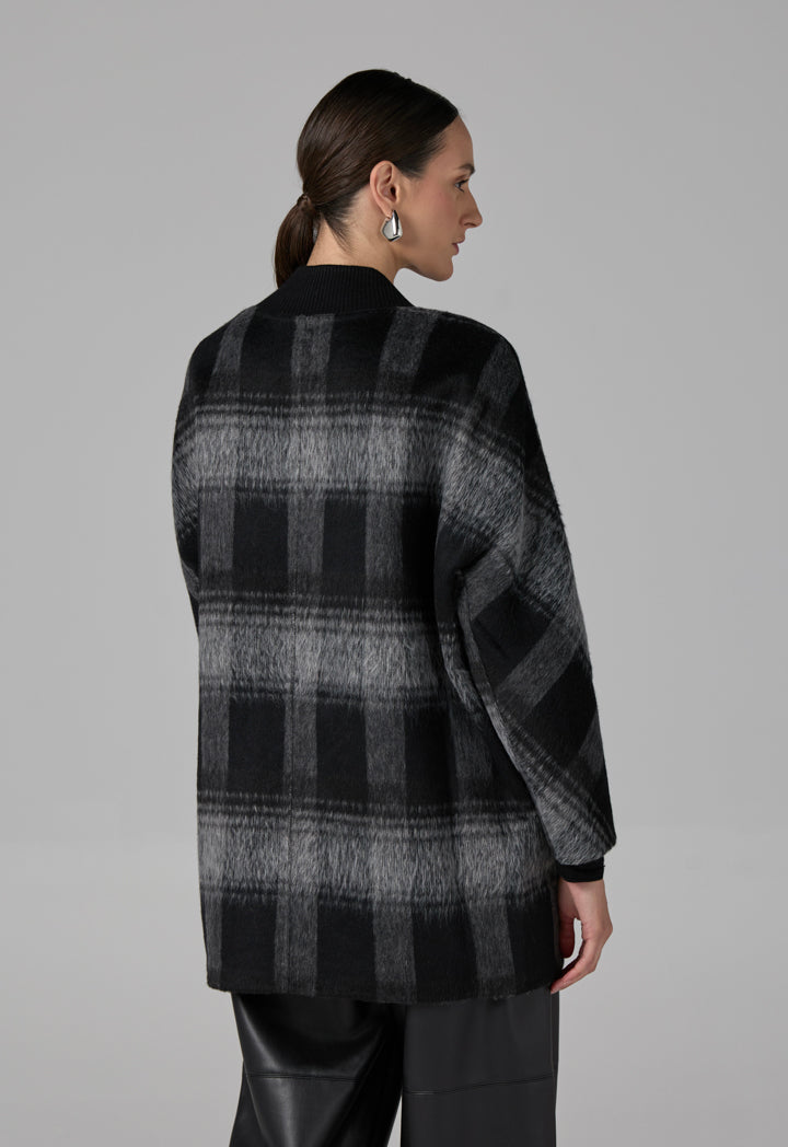 Choice Long Sleeve Contrast Cardigan Dark Grey/Black