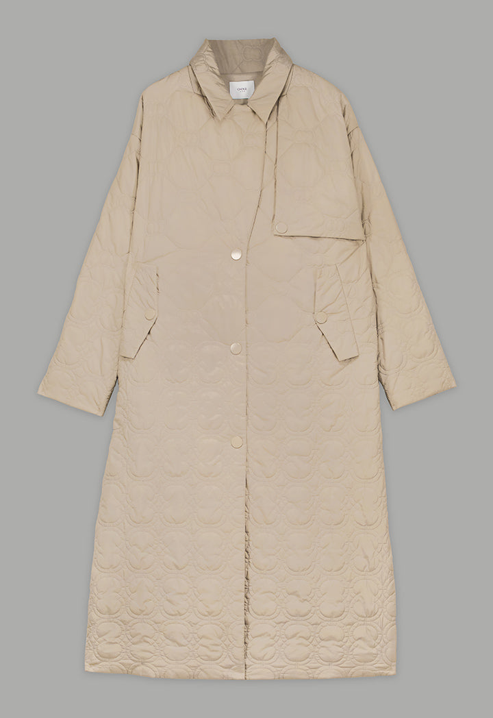 Choice  Embroidered Quilted Monogram Jacket Beige