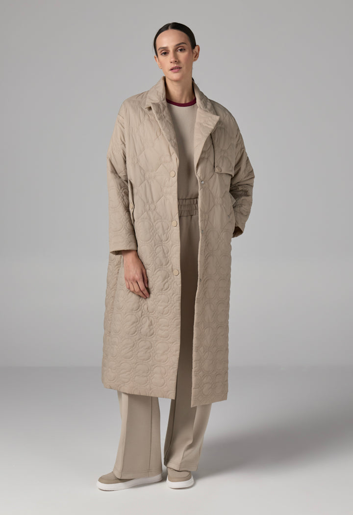 Choice  Embroidered Quilted Monogram Jacket Beige