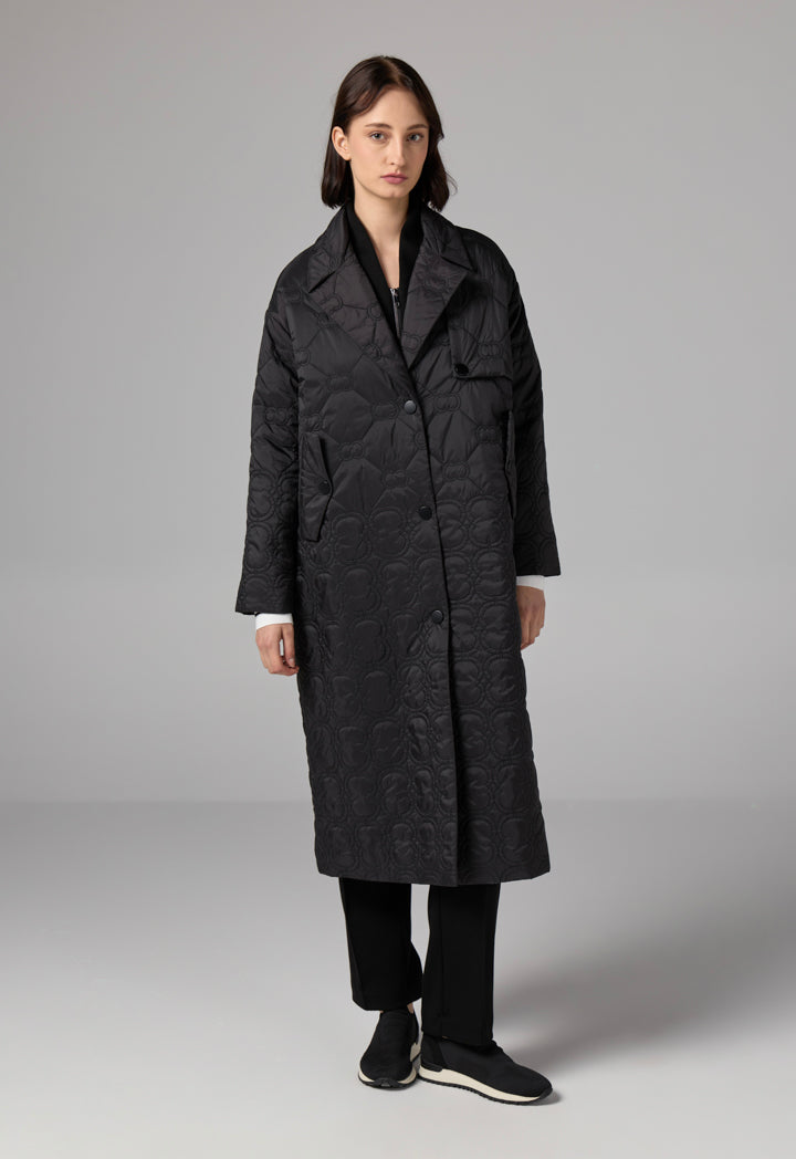 Choice  Embroidered Quilted Monogram Jacket Black