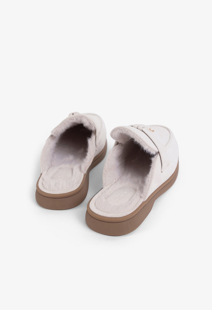 Choice Faux Fur Lined Mules Silver