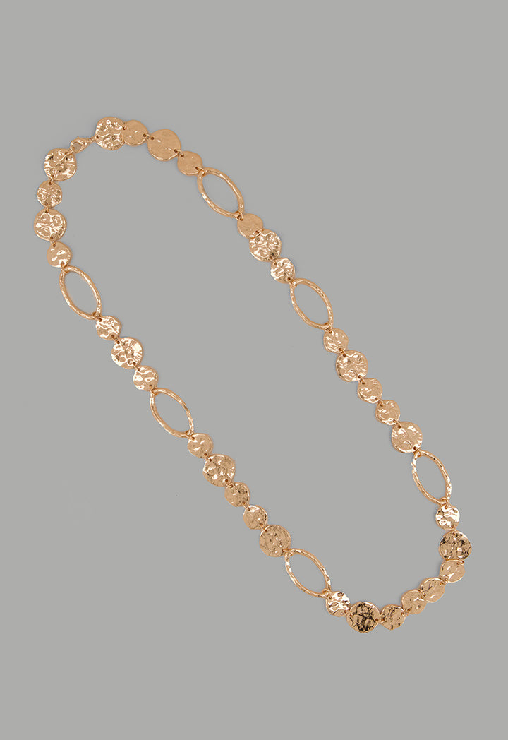 Choice Long Hammered Necklace Gold