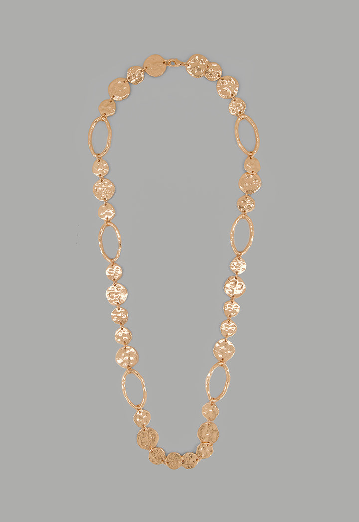 Choice Long Hammered Necklace Gold
