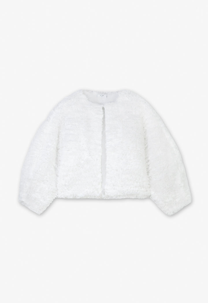 Choice Single Tone Long Sleeve Ruffle Jacket Off White