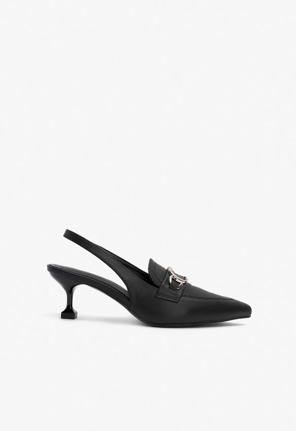 Choice Pu Leather Sling Heels Black