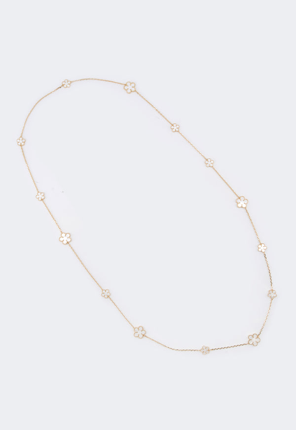 Choice Long Floral Clove Necklace White