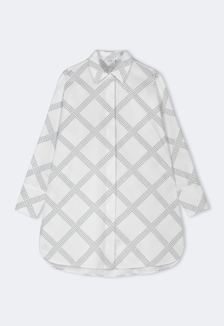 Choice Long Sleeve Printed Monogram Shirt  Off White