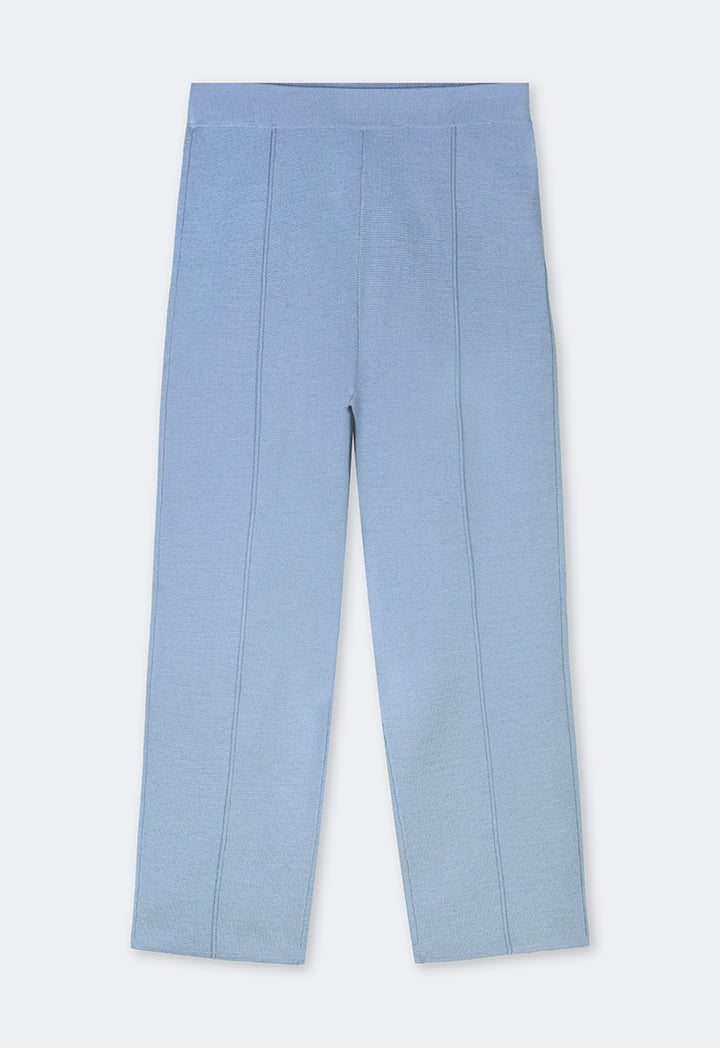 Choice Knitted Straight Fit Solid Pants Blue