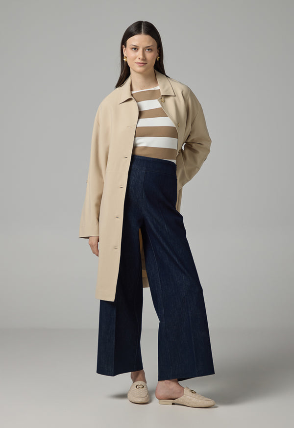 Choice Wide Leg Denim Trousers Navy