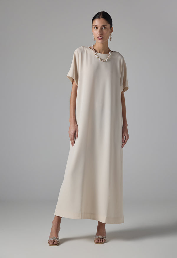 Choice Cap Sleeves Basic Maxi Dress  Sand