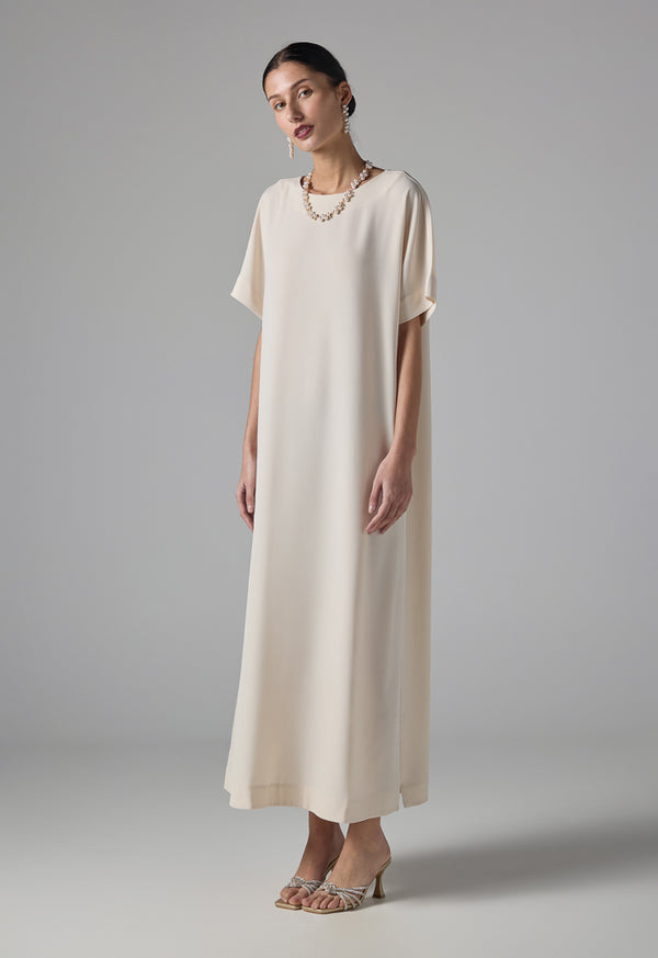 Choice Cap Sleeves Basic Maxi Dress  Sand