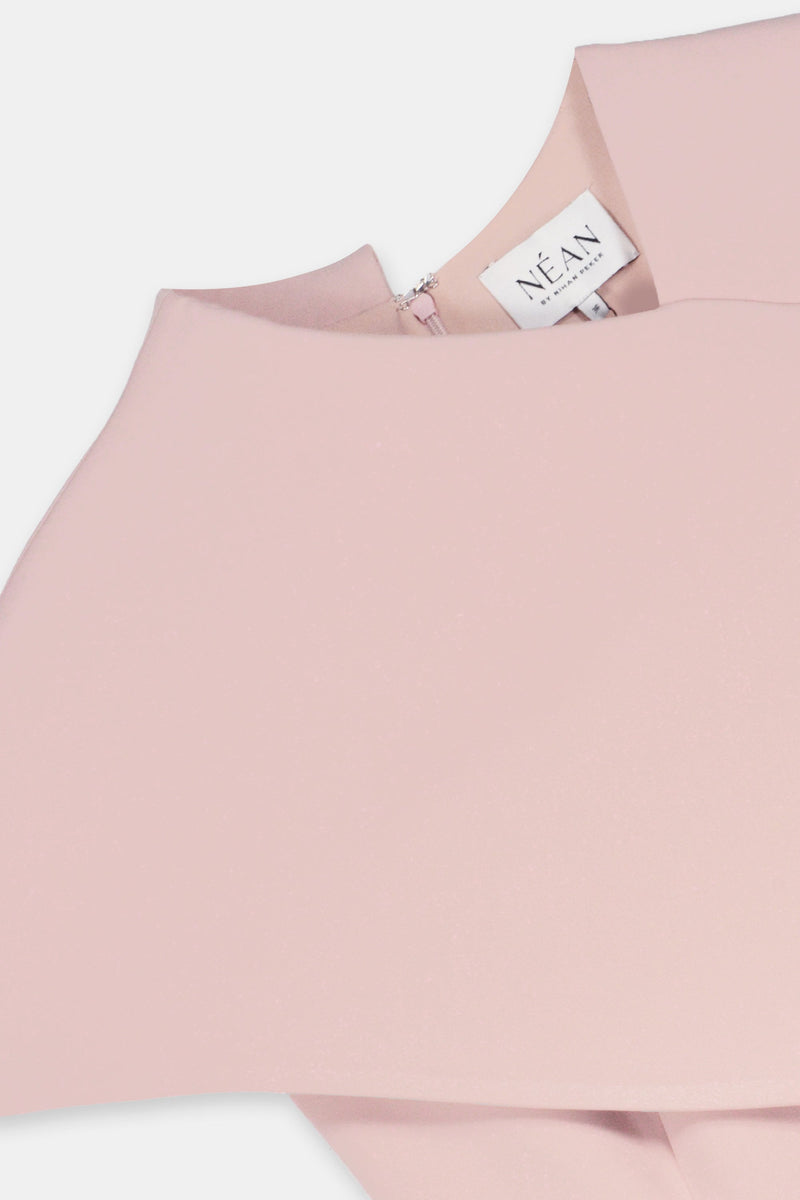 Nean Asymmetric Shoulder Midi Dress Light Pink