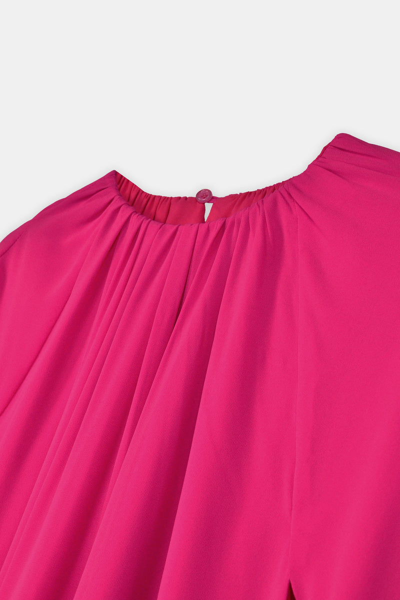 Nean Embellished Neckline Cape Gown Fuchsia