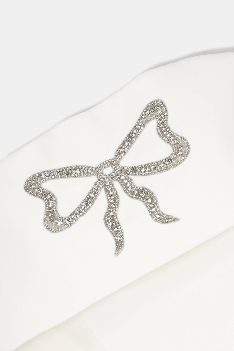 Nean Strapless Bow-Embellished Gown White