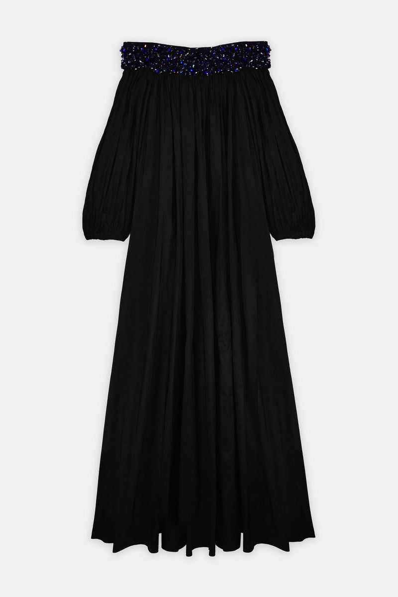 Nean Off-Shoulder Embellished Black Gown Black