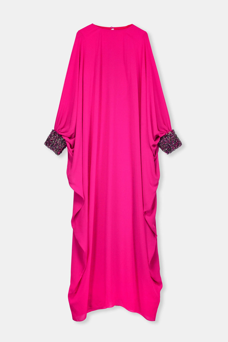 Nean Embellished Cuff Kaftan Gown Fuchsia