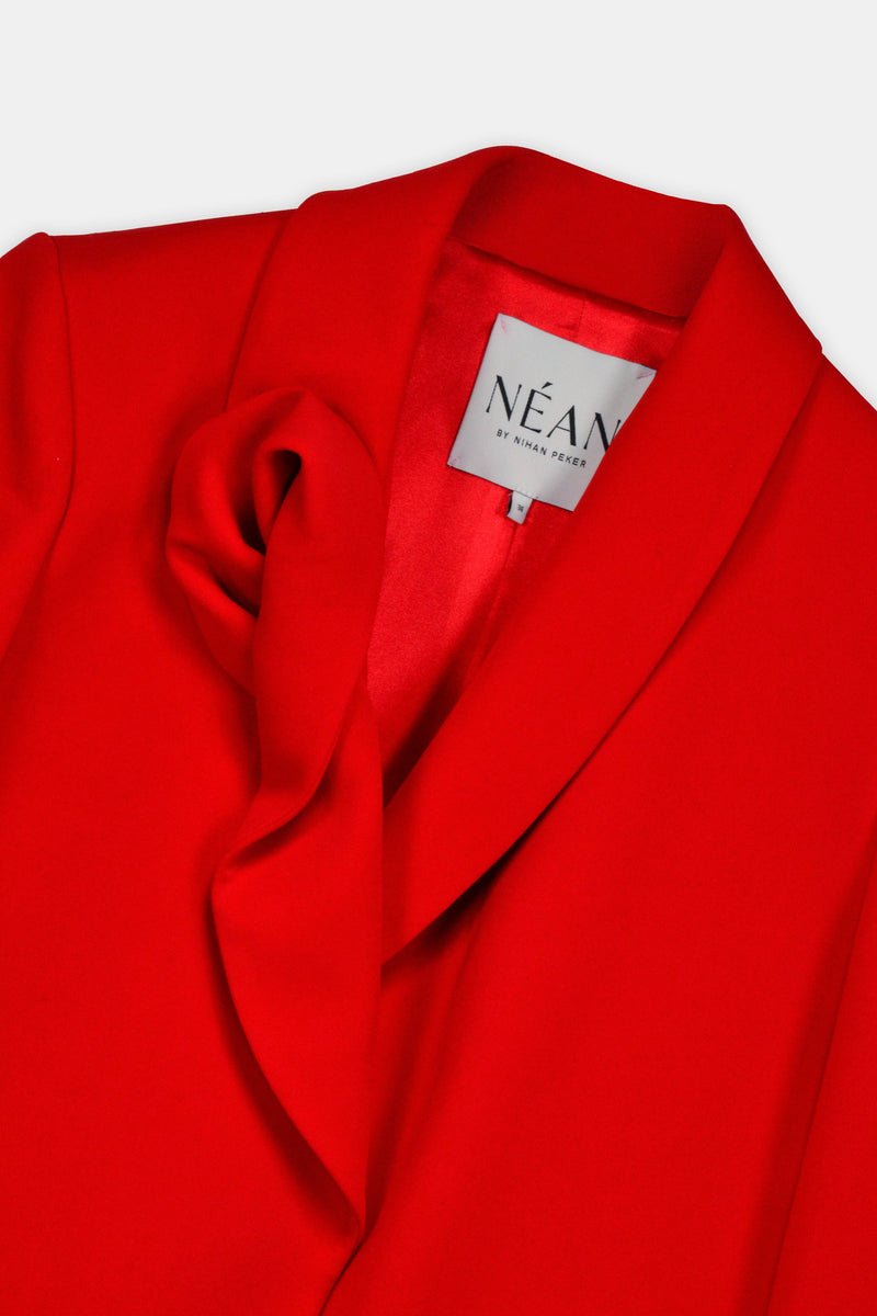Nean Draped Lapel Tailored Jacket Red