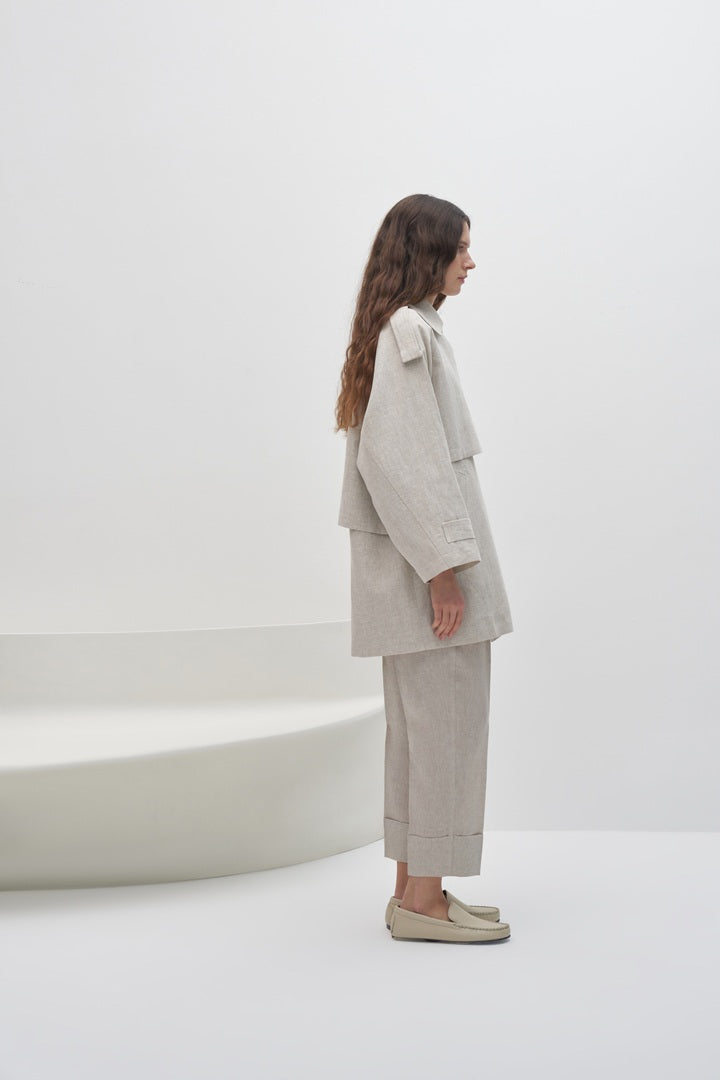 Kk Design 100% Linen Oversize Trench Coat Natural