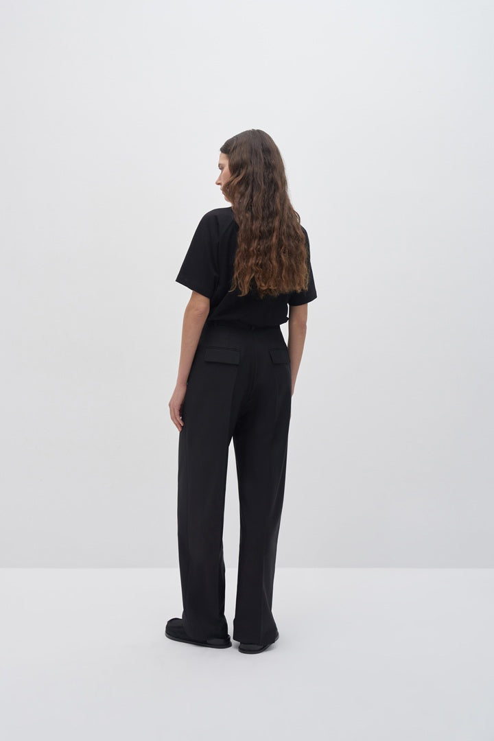 Kk Design Pleated Wide Leg Trousers Black