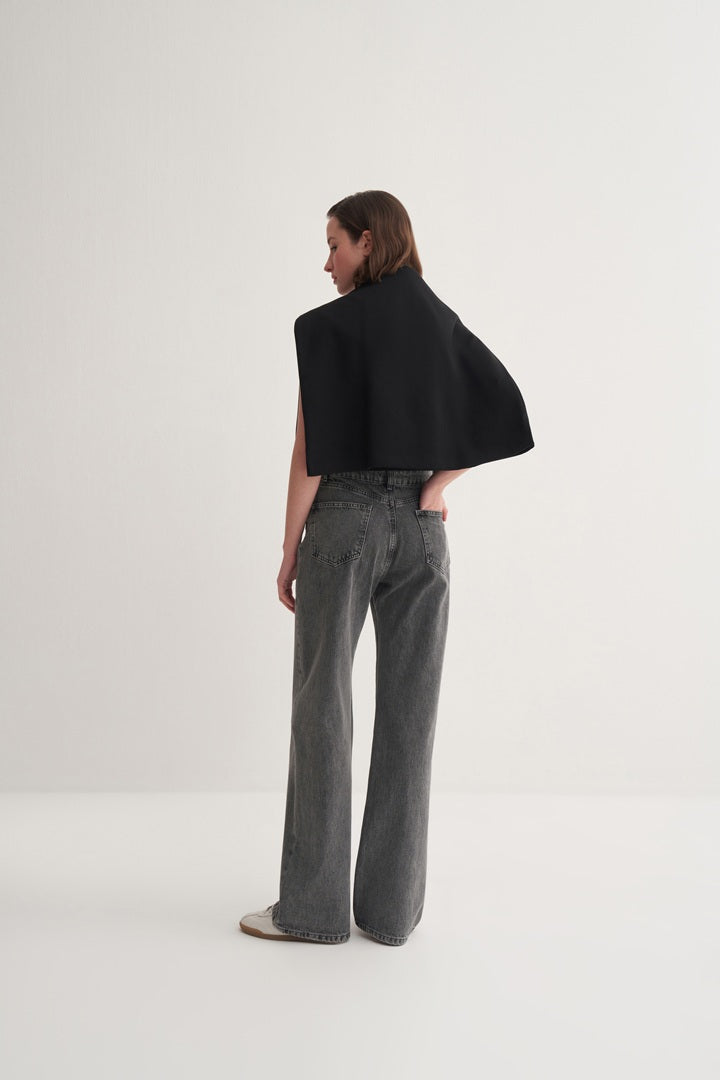 Kk Design High Waist Wide Leg Jeans Grey