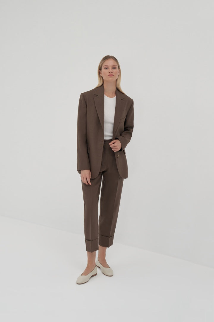 Kk Design 100% Linen Blazer Brown