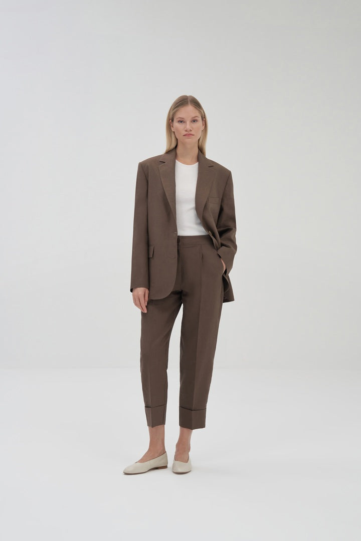Kk Design 100% Linen Blazer Brown