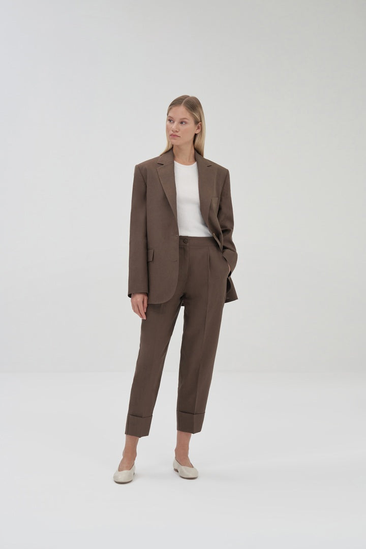 Kk Design 100% Linen Blazer Brown