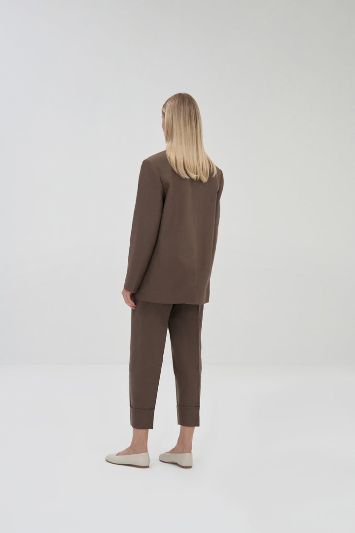 Kk Design 100% Linen Blazer Brown