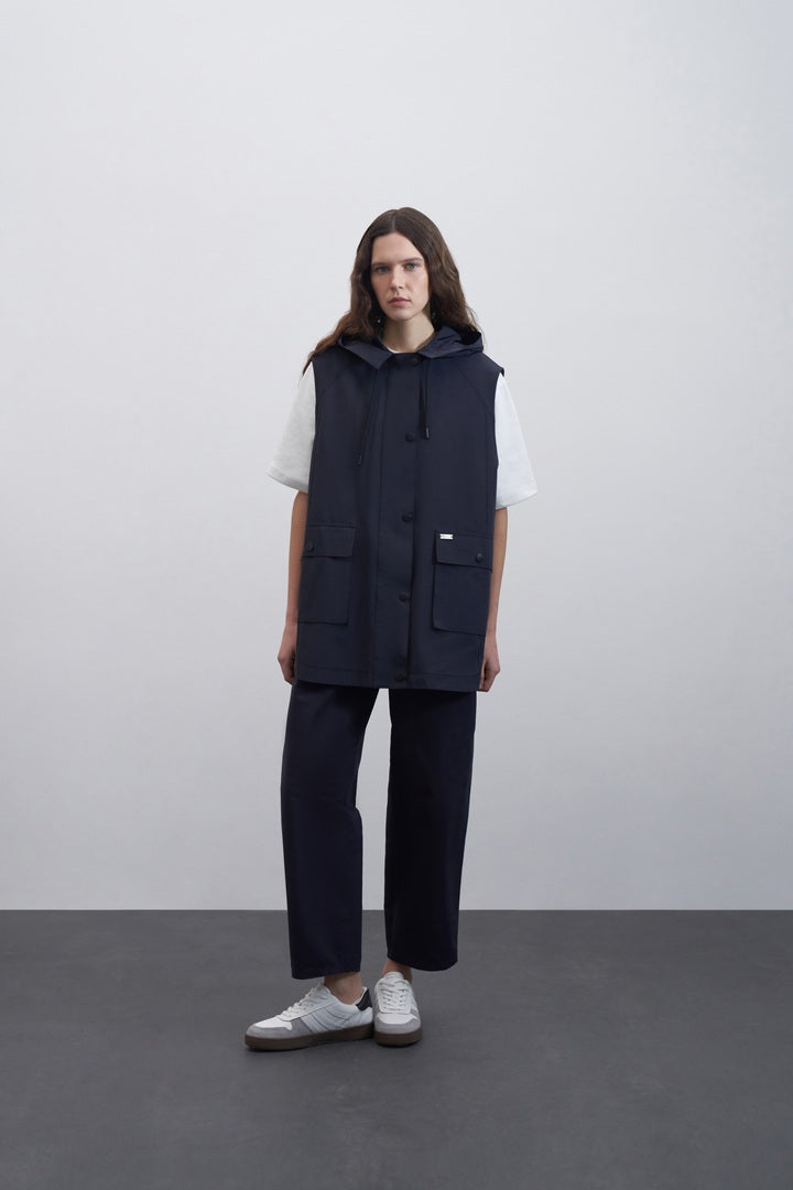 Kk Design Hooded Sports Vest Navy Blue