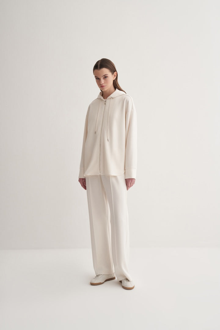 Kk Design Modal Zipper Sweatshirt Ecru