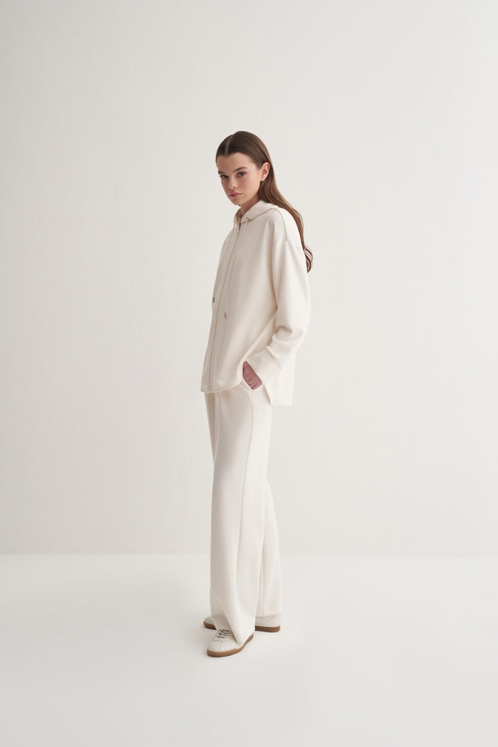 Kk Design Modal Zipper Sweatshirt Ecru