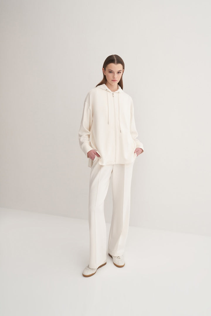 Kk Design Modal Zipper Sweatshirt Ecru
