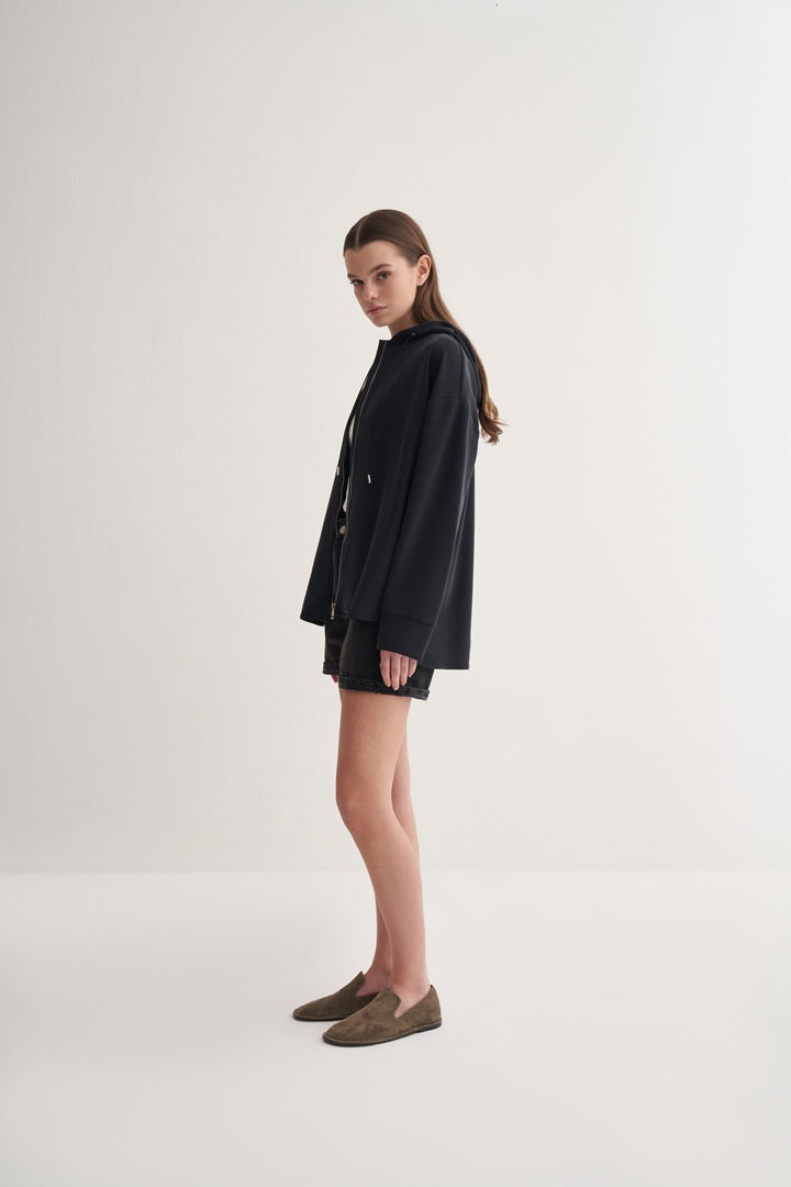 Kk Design Modal Zipper Sweatshirt Black
