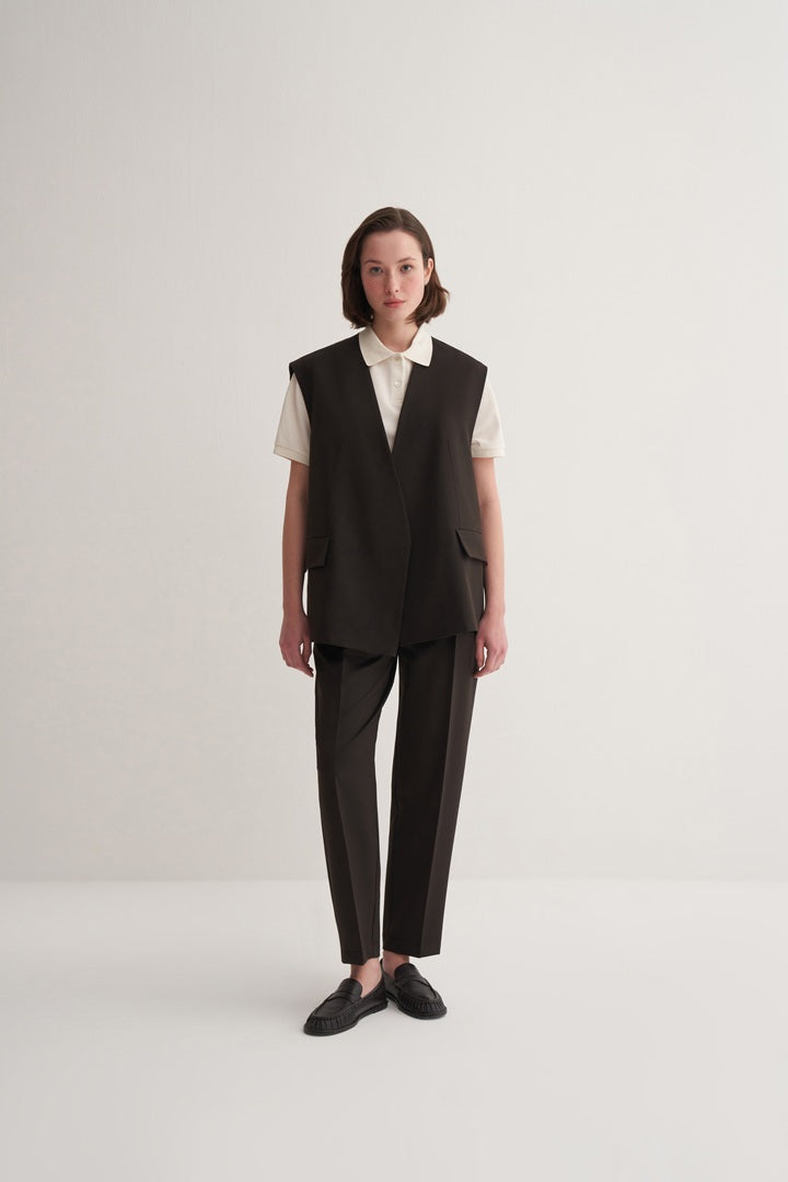 Kk Design Double-Breasted Vest Dark Brown