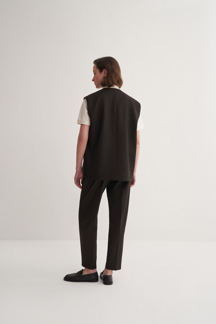 Kk Design Double-Breasted Vest Dark Brown