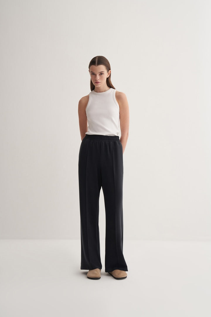 Kk Design Modal Straight Cut Loose Trousers Black