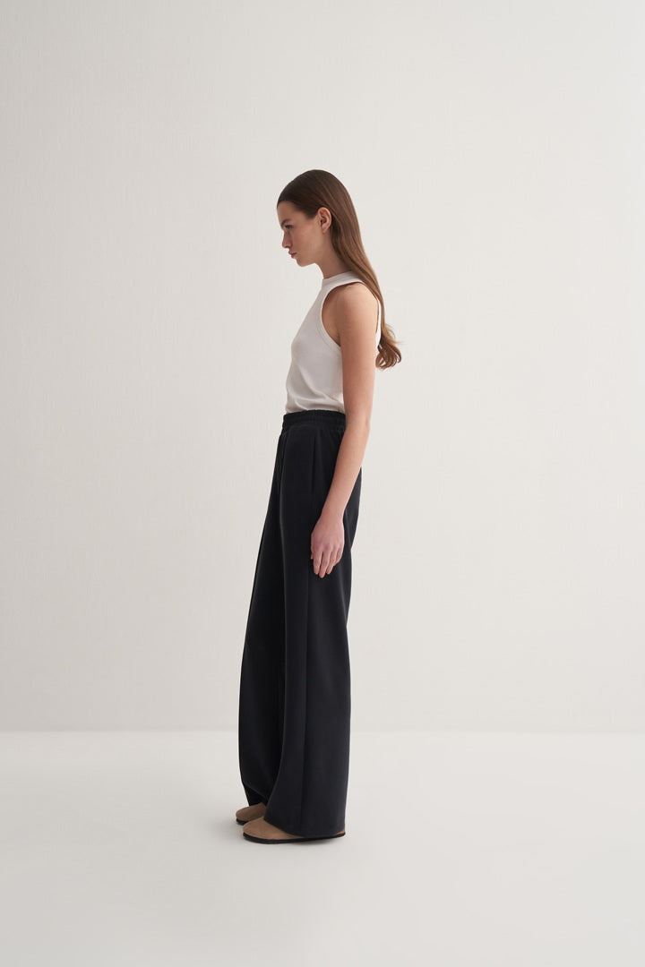 Kk Design Modal Straight Cut Loose Trousers Black