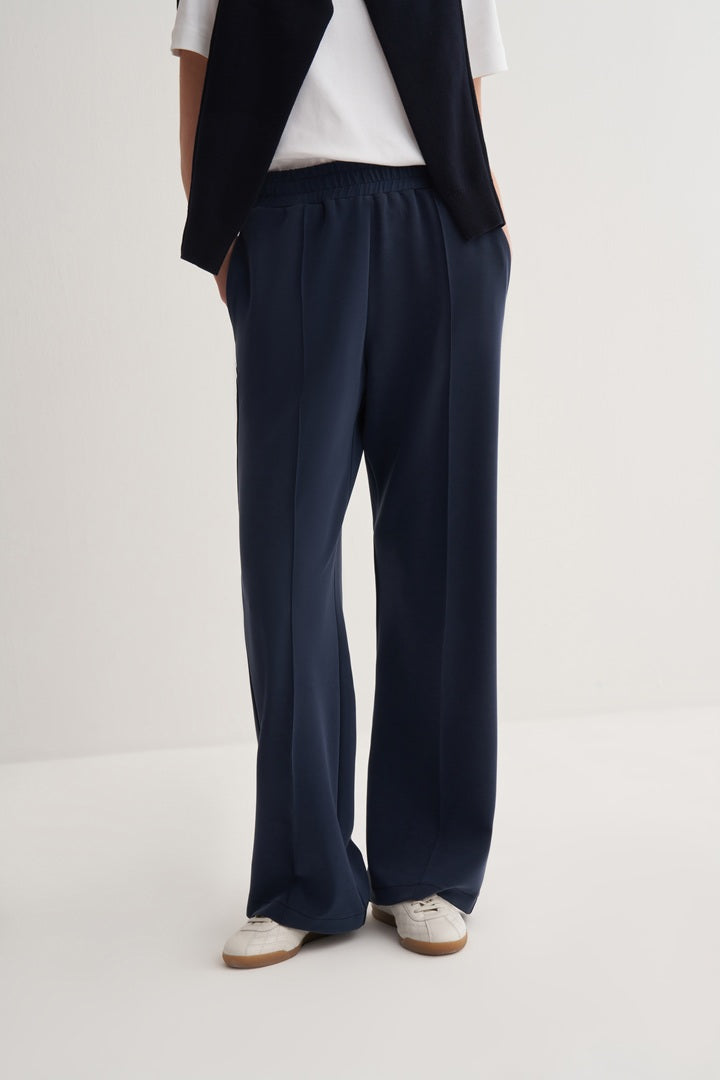 Kk Design Modal Straight Cut Loose Trousers Navy Blue