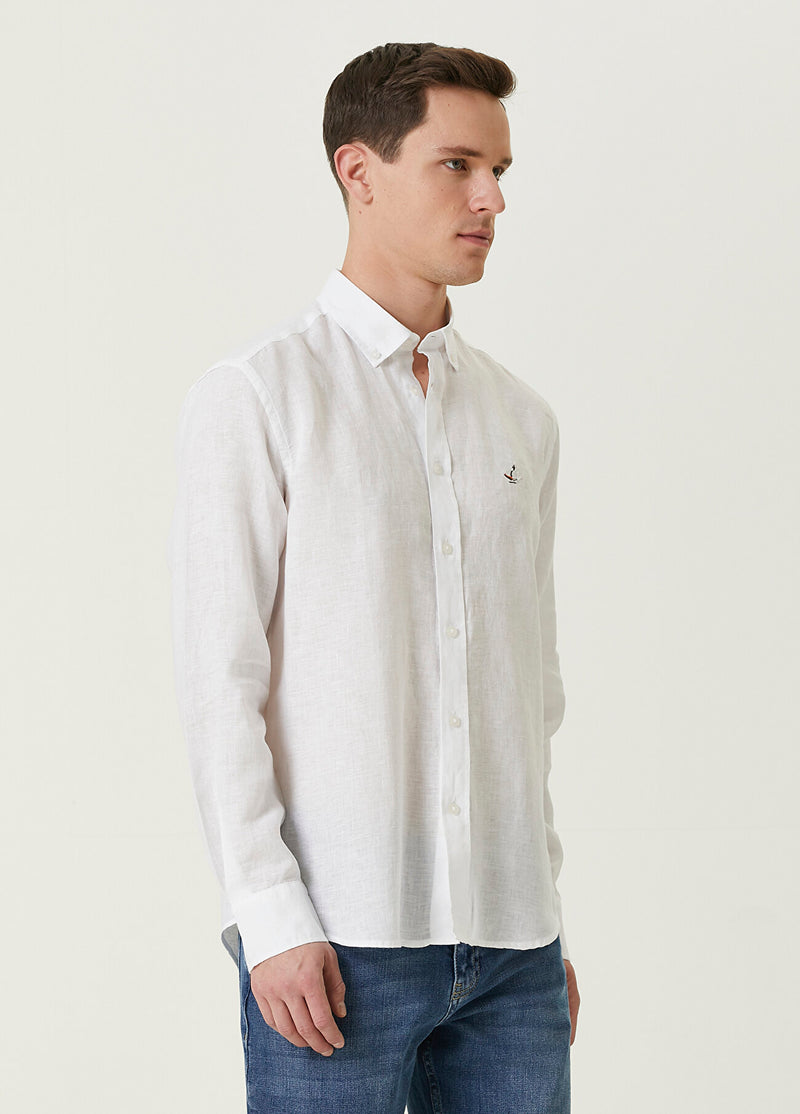 Beymen Club Comfort Fit Linen Shirt White